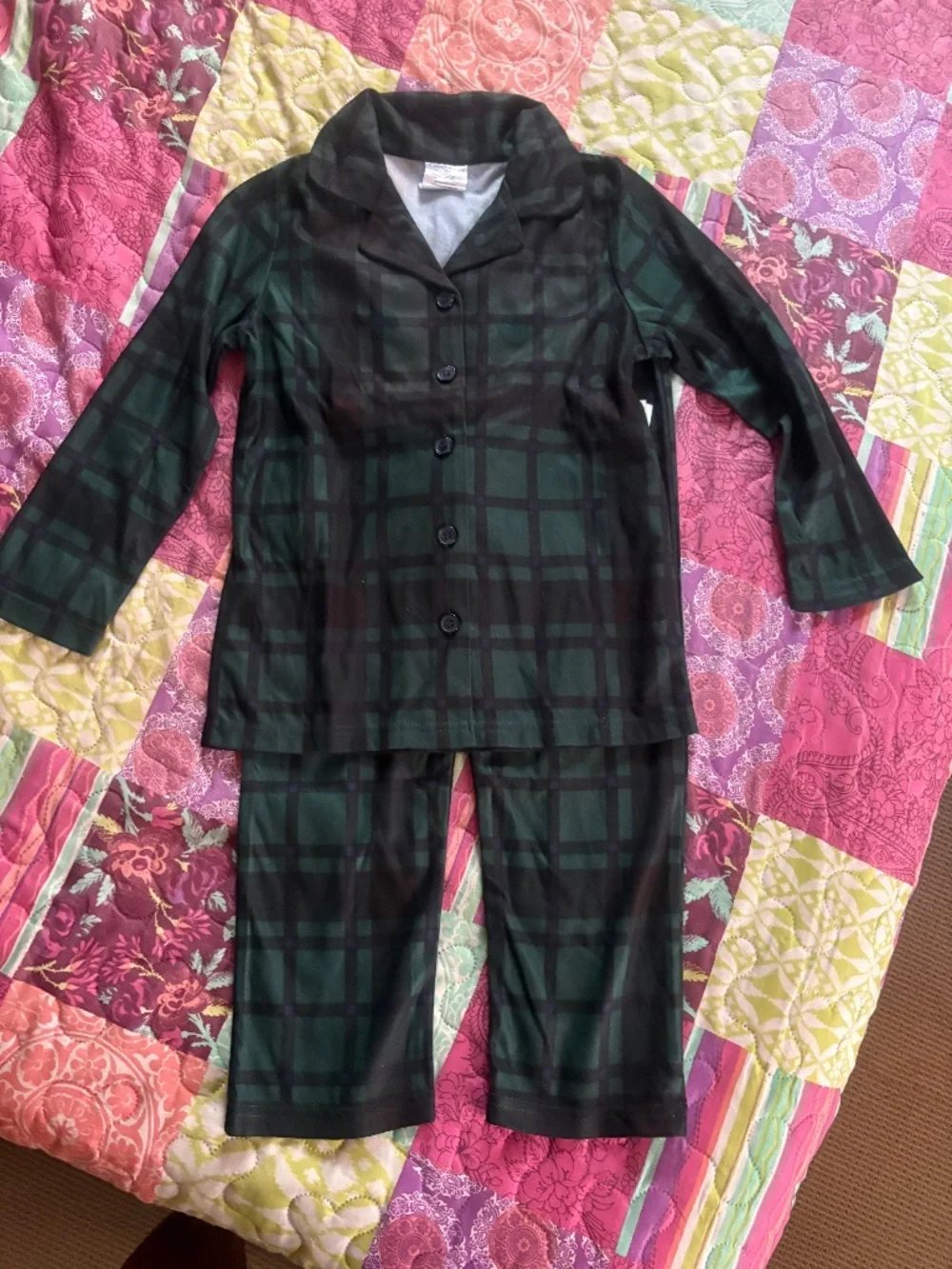 Calvin Klein green plaid two-piece PJ set